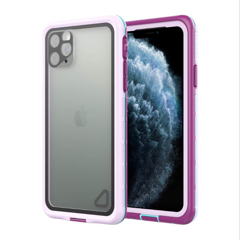 iphone 11 водонепромокаема кутия с планярдско живото дело iphone 11 непромокаема (пурпурна) с прозрачно покритие на гърба