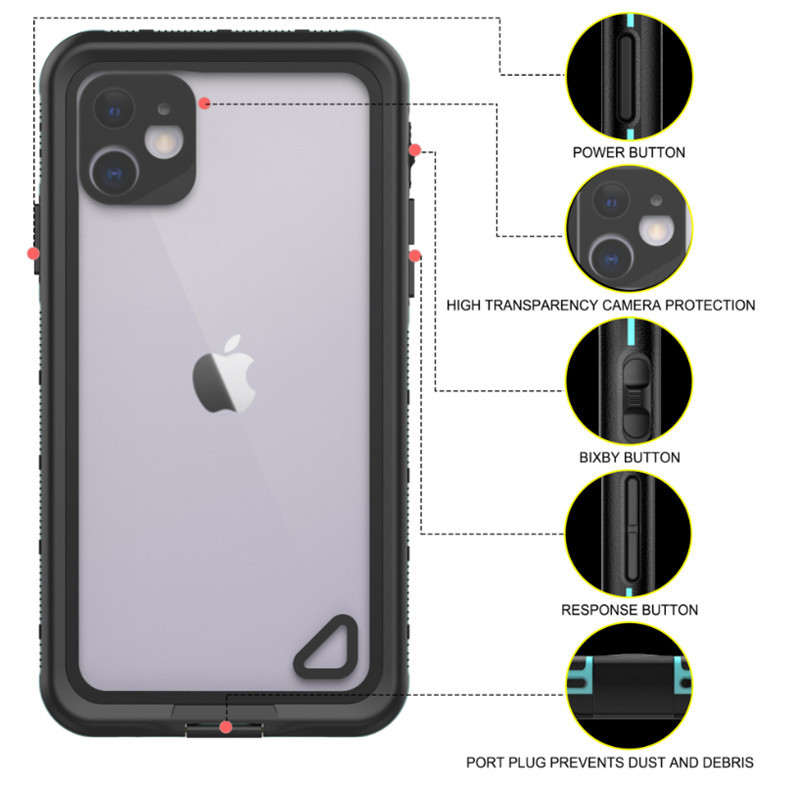 водонепромокаемо доказателство iphone 11 случай под вода ipod case iphone 11 водонепромокаемо куфарче (черно) с прозрачно покритие