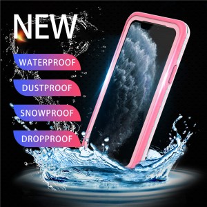Apple iphone 11 про водоустойчив 100 водоустойчив телефонен случай iphone 11 про водонепромокаема шайба (розово) с твърд цвят обратно покритие