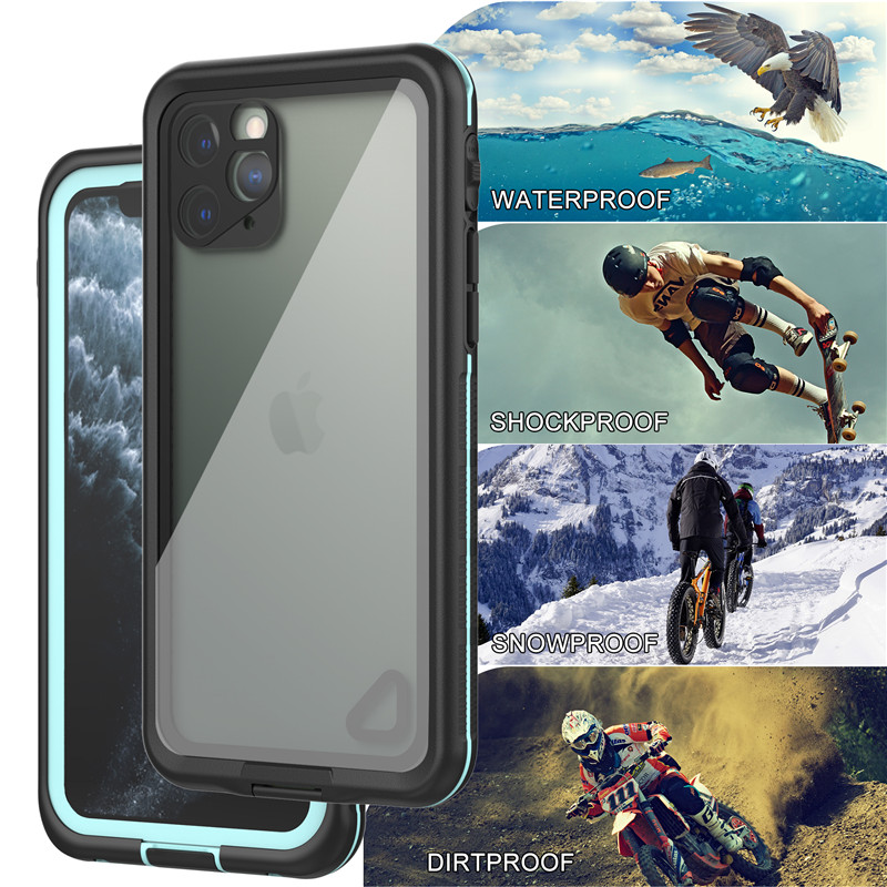 Водоустойчива клетка най-добър iphone 11 pro калъф водоустойчив водоустойчив iphone 11 pro (син) с прозрачен заден капак