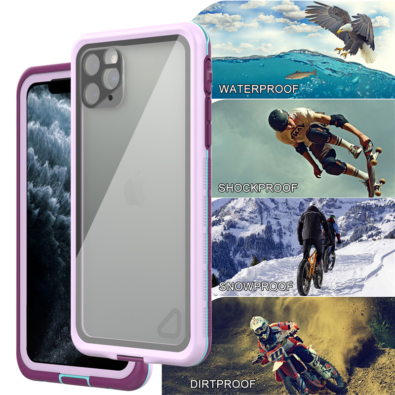 Водоустойчив телефонен джоб най-добрият евтин водоустойчив iphone 11 pro max case безсмъртен водоустойчив iphone case (пурпурно) с прозрачна задна корица