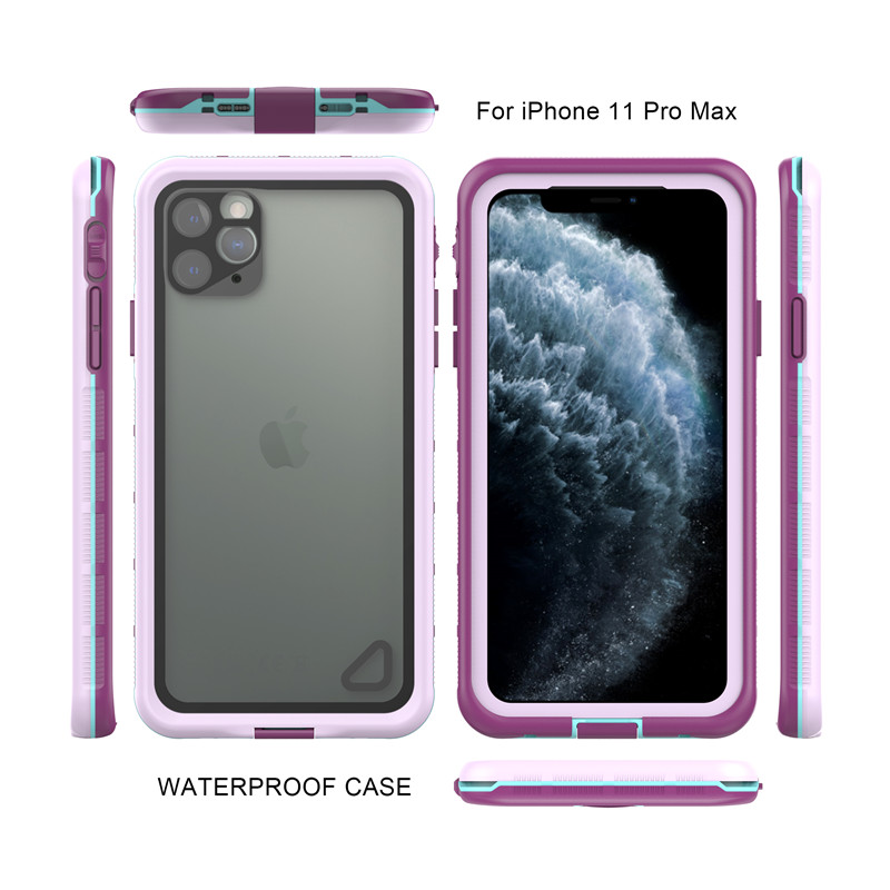 Водоустойчив телефонен джоб най-добрият евтин водоустойчив iphone 11 pro max case безсмъртен водоустойчив iphone case (пурпурно) с прозрачна задна корица