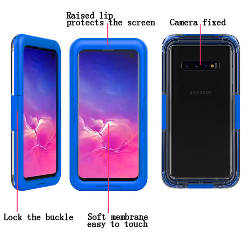 Подводна защита на телефона най-добрият жизнен кейс за Samsung S10 (син)