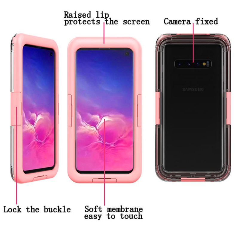 Нов евтин водоустойчив калъф за телефон за Samsung S10 (розов)