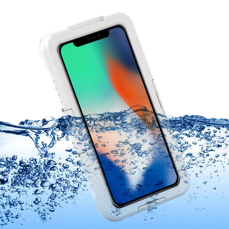 Универсален мобилен телефон водоустойчив калъф малък прозрачен водоустойчив калъф подводен калъф за камера за iphone XS Max (бял)