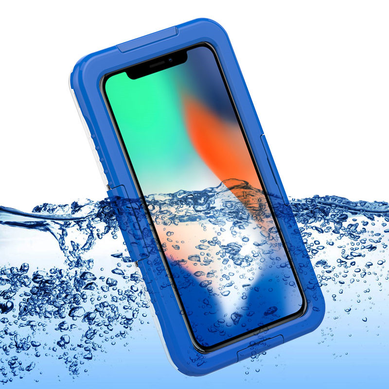 Водоустойчив калъф за телефон iphone XS Max wterproof мобилен калъф за спазване на живота (син)