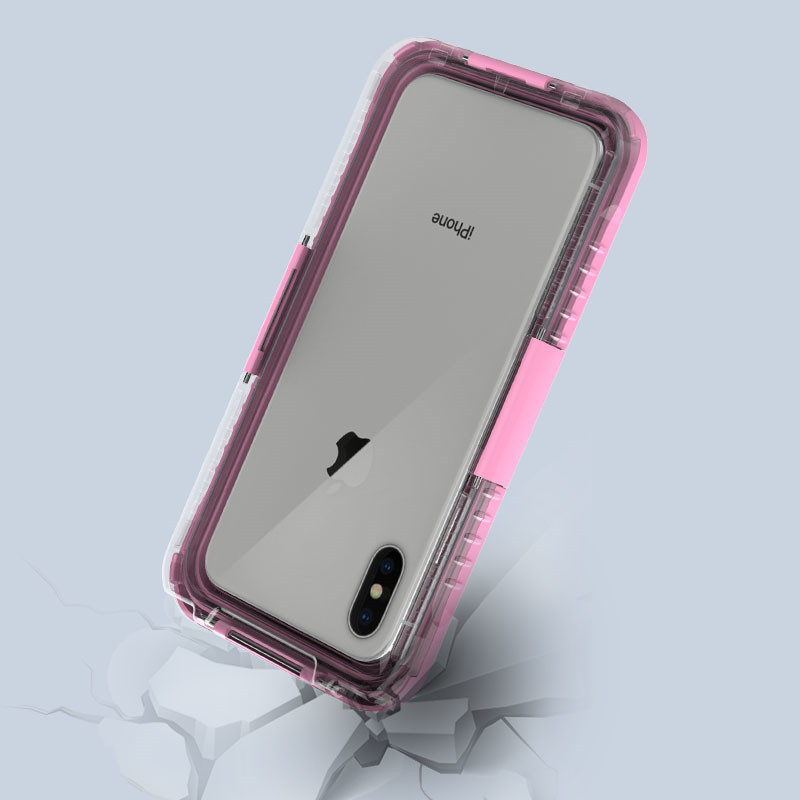 Добра непромокаема чанта за iphone XS Max мобилен телефон със стаен капак (Розов)