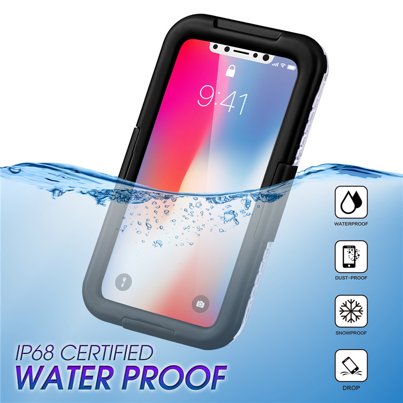 Водоустойчив калъф за мобилен телефон iphone XS водоустойчив калъф евтин удароустойчив калъф за iphone (черен)