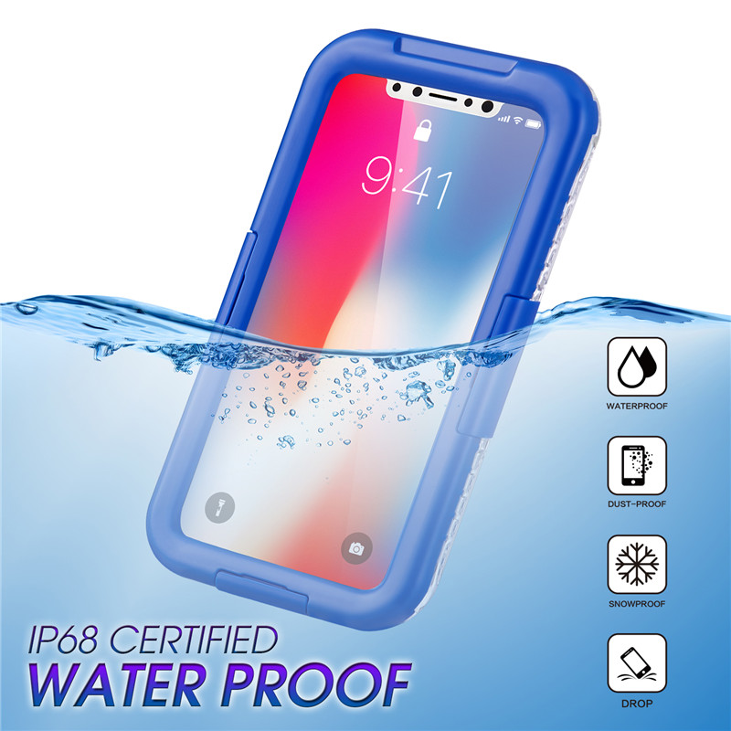 IP68 iphone калъф най-добрият водонепромокаем калъф за телефон за плуване с водонепромокаем iphone XS калъф (синьо)